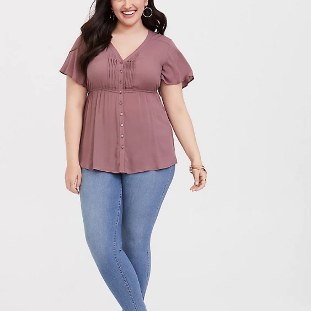 NWOT Torrid Dusty Rose, Button-up Blouse Size 4 - Picture 2 of 10